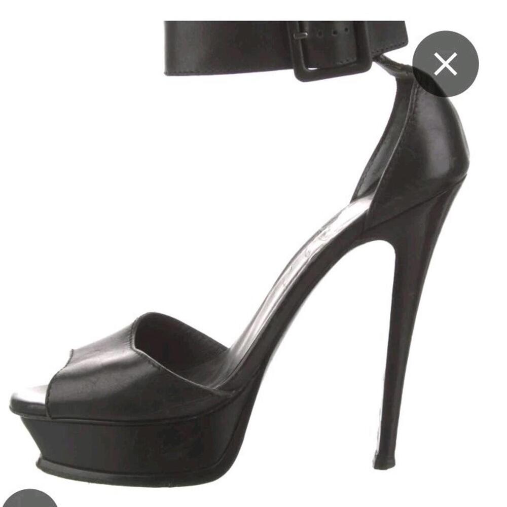 Yves Saint Laurent Platform Black Sandals Size 36.5/US 6.5 Heels - Picture 12 of 14